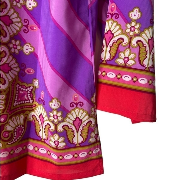 Bob Mackie Wearable Art Bombay Placement Print Long Sleeve Button Front Blouse - Picture 9 of 10